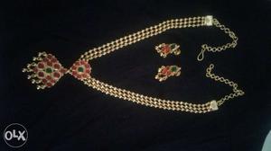 New 1 gr gold chain with hearings red nd green