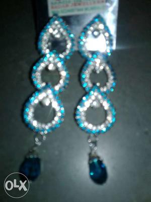 Pair Of Blue And Silver Earrings