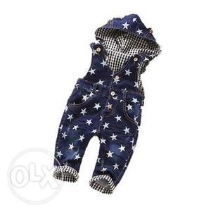 Party Wear Hooded Denim Jumpsuit for Baby Girl