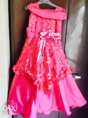 Pink Satin Floral Dress from Magic threads for 6-7 yr old