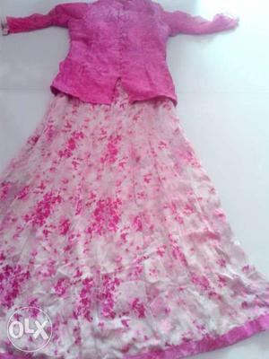 Pink designer lahenga unused top pink and bottom