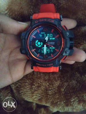 Red And Black Casio G-Shock Chronograph Watch