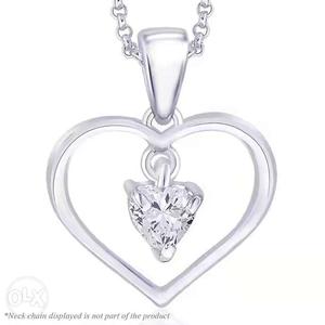 Silver Heart With Diamond Pedant Necklace