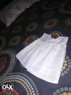 Toddler's White Scoop Neck Sleeveless Mini Dress