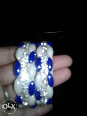 White Blue And Silver Bracelets