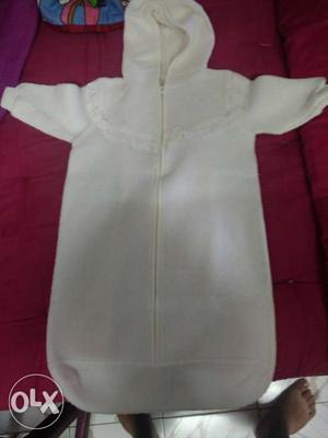 Baby's White Hoodie Full Zipped Jacket