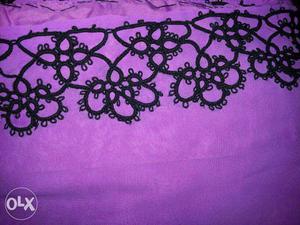 Black And Purple Floral Textile