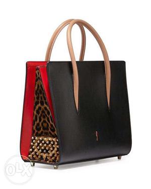 Black, Brown And Red Leather Handbag