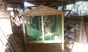 Brown And Green Wooden Bird Cage