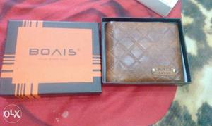 Brown Leather Boais Bifold Wallet In Box