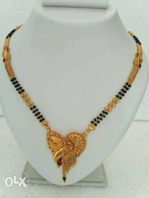 Gold Heart Pendant Beaded Necklace