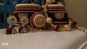 Red And Gold Silk Thread Bangle Lot
