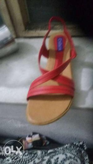 Red Leather Open Toe Sandal