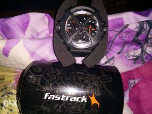 Round Black Fastrack Chronograph Watch With Black Strap