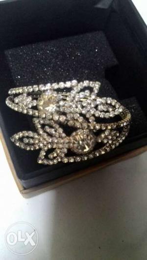 Silver Diamond Embellished bangle