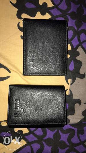 Two Black Leather Bifold Wallets