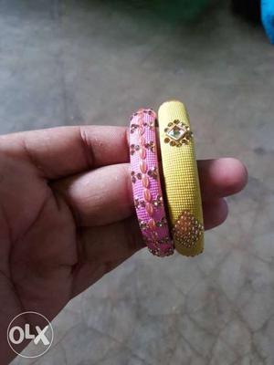 Two Yellow And Pink Bangles