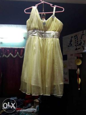 Yellow Camisole Strap Mini Dress