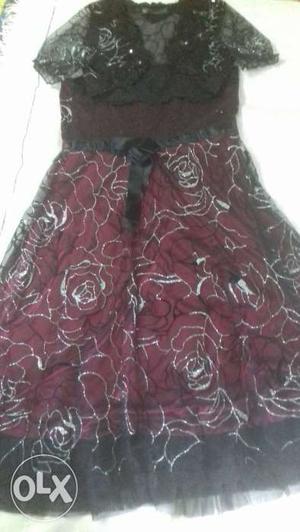 Awesome Party wear Dress (Black &Maroon colour)