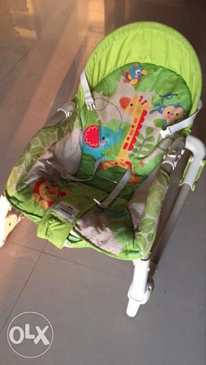 Baby's Green And White Forest Animal Bouncer