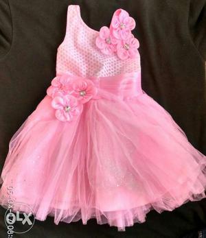 Baby's Pink Floral Sleeveless Dress