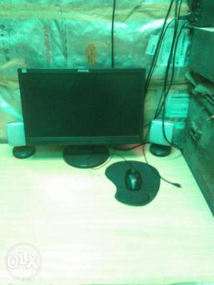 Black Flat Screen Monitor And Corded Mouse CPU 500 GB HDD
