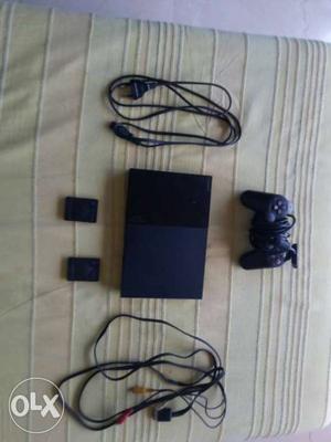 Black Sony Ps2 Console With Dual Shock 2
