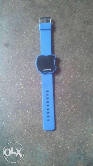 Blue Leather Strap LED Watch