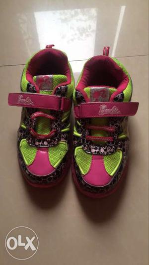Children's Pink-and-green Velcro Shoes