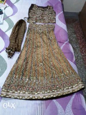 Copper color fancy lehnga, party wear, 10 to 14