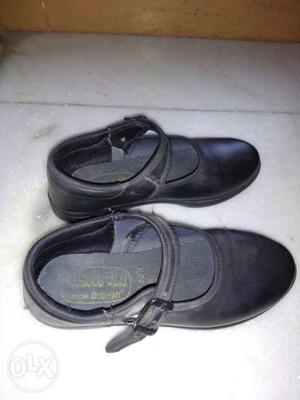 Girl's Black Leather Mary Jane Shoes