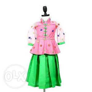 Kids Designer Pink Peplum Top Party Wear Dress for Baby