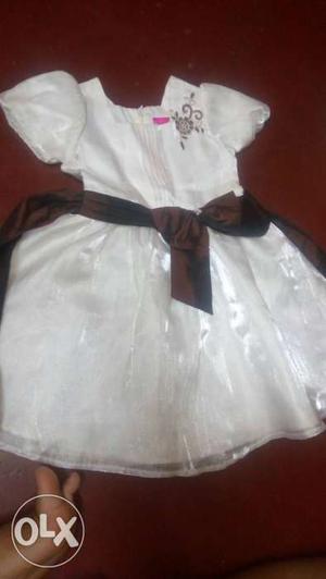 Kids White And brown frock