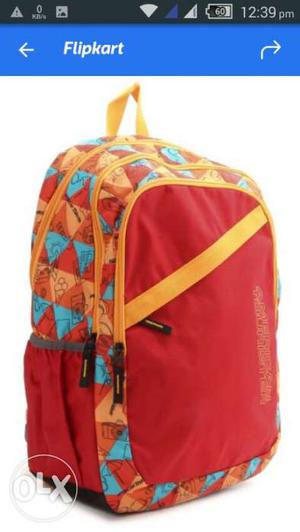 Orange, Red And Yellow American Tourister Backpack