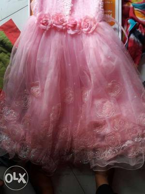 Pink Baby Frock for 7 To 8 Years For Girls