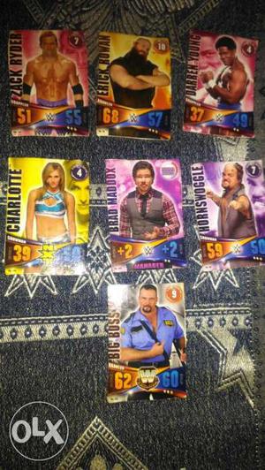 Seven WWE Trading Cards