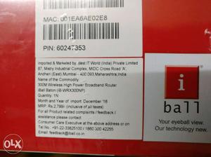 Iball new brand packed router