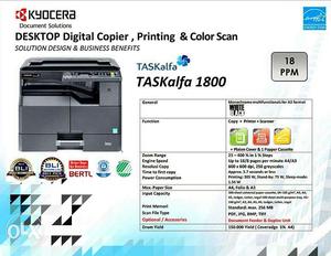Kyocera Ta  A3 B/w Copier Printer