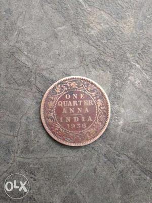 One quarter anna India  coin and George v.