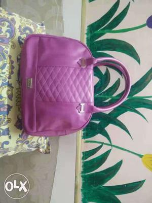 Purple Leather Hand Bag