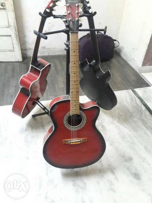 Red And Black Sunburst Acoustic Guitar