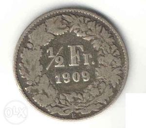 Swiss Half Franc  Silver Coin