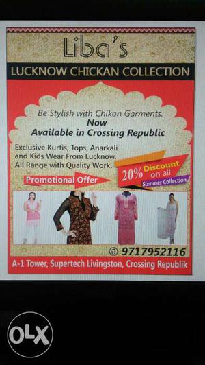 We sell Lucknow chikan work kurties. Range starts
