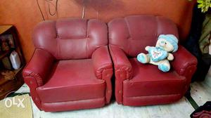 5 seater Red Leather sofa