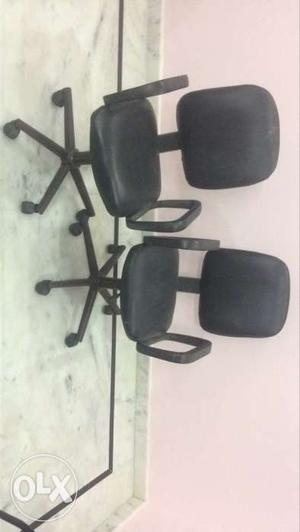 Black Leather Rolling Armchairs