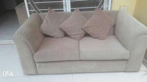Brown Suede 2-seater Couch