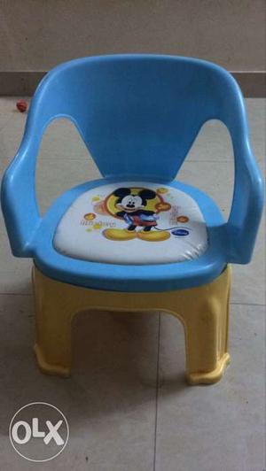 Children's Blue And Yellow Mickey Mouse Printed Armchair