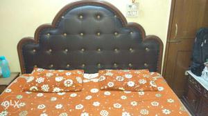 Custom Tan leather double bed with almost new