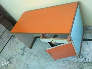 Orange And White Wooden Rectangular Desk