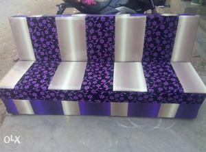 Purple And Gray Fabric Floral Sofa